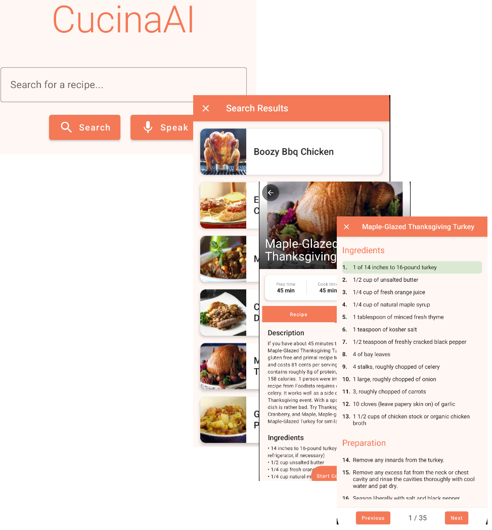 Voice enabled cooking app